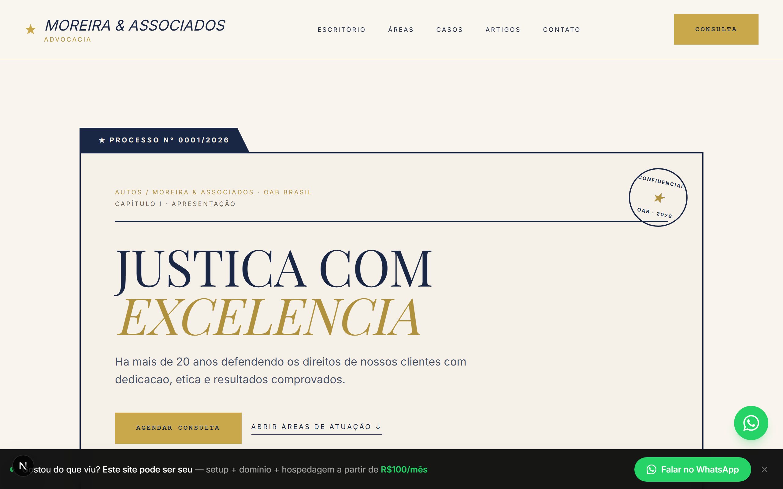 Preview do template Advogado Clássico