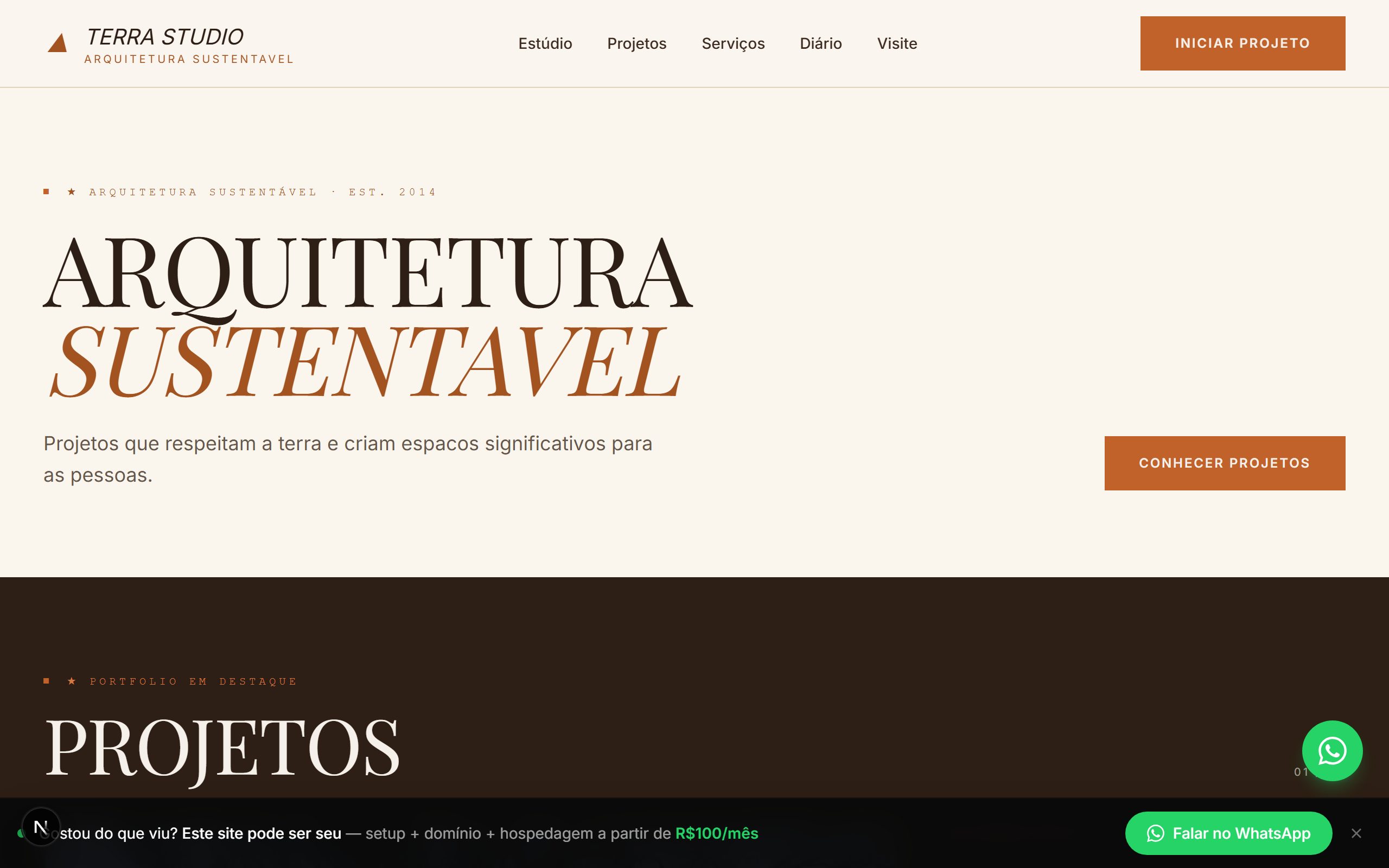 Preview do template Arquiteto Studio