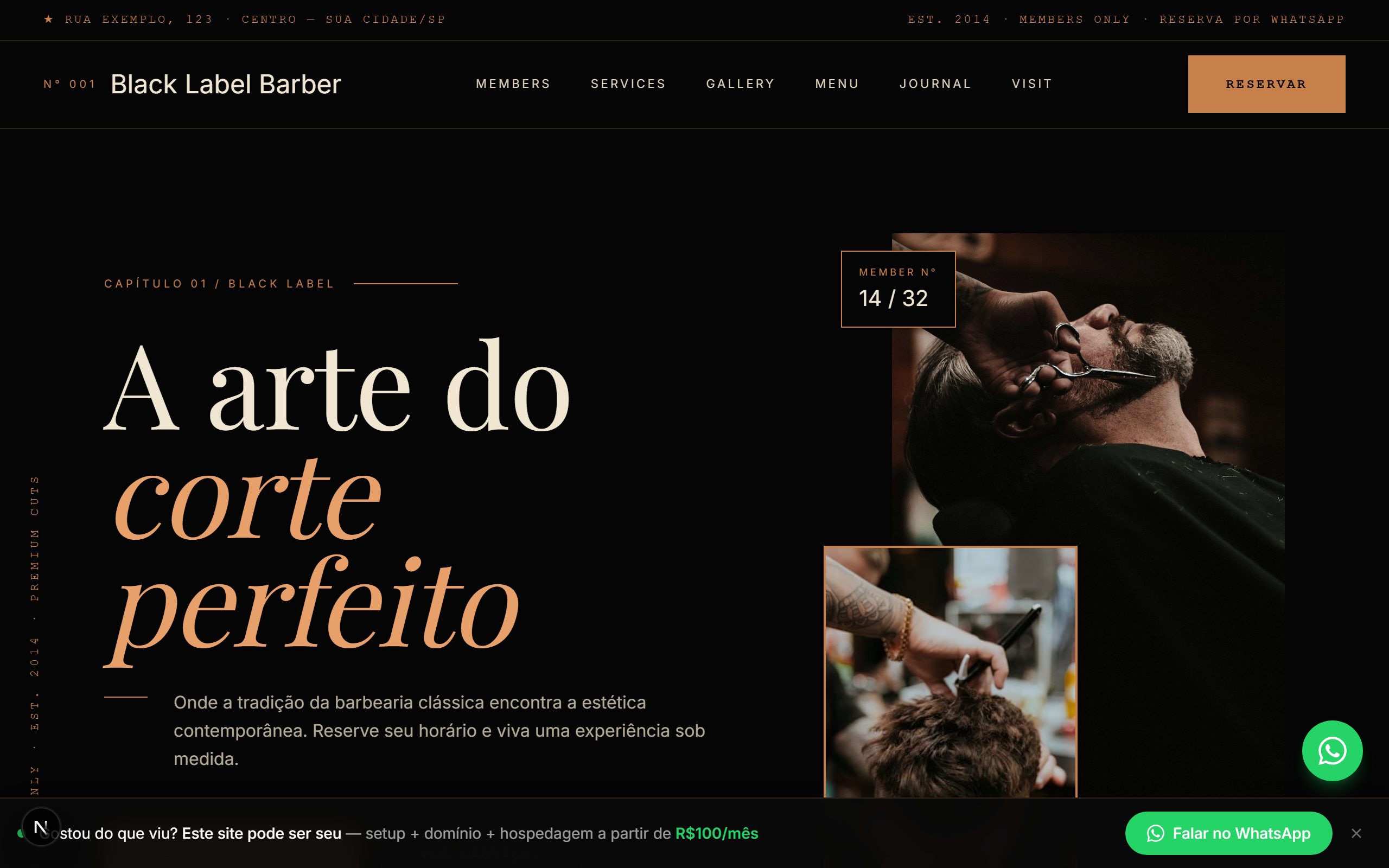 Preview do template Barbearia Premium
