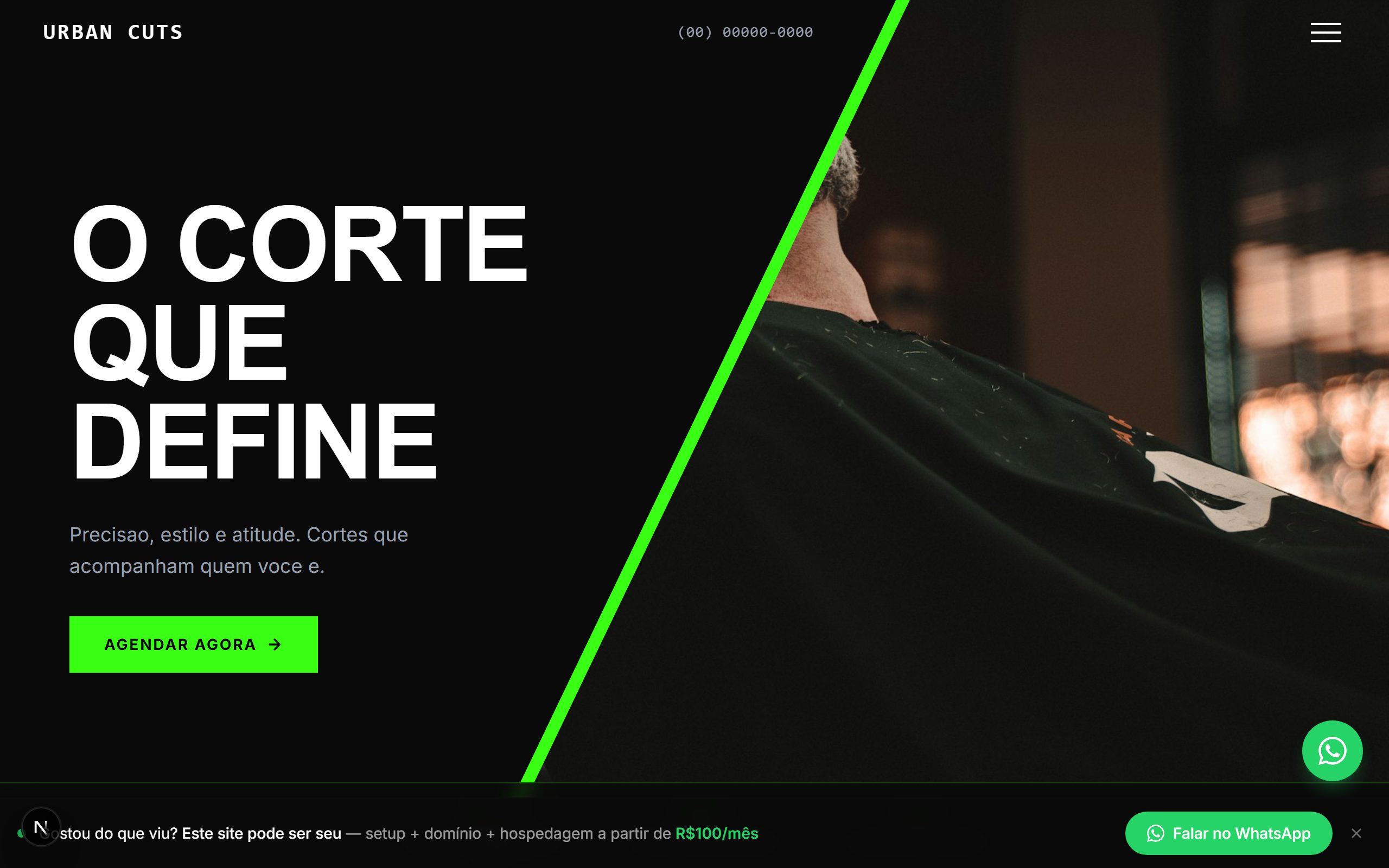 Preview do template Barbearia Modern