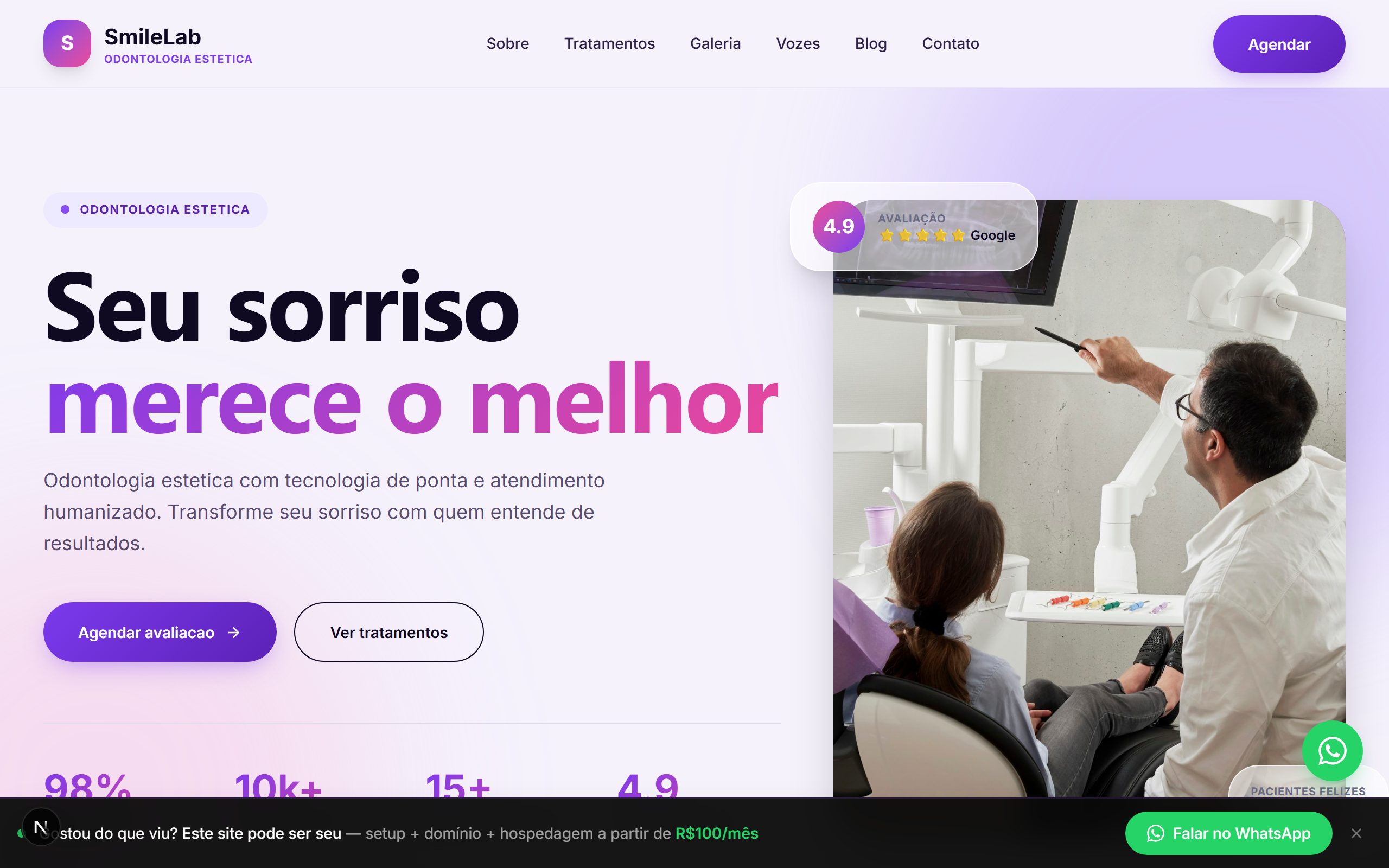 Preview do template Dentista Moderno