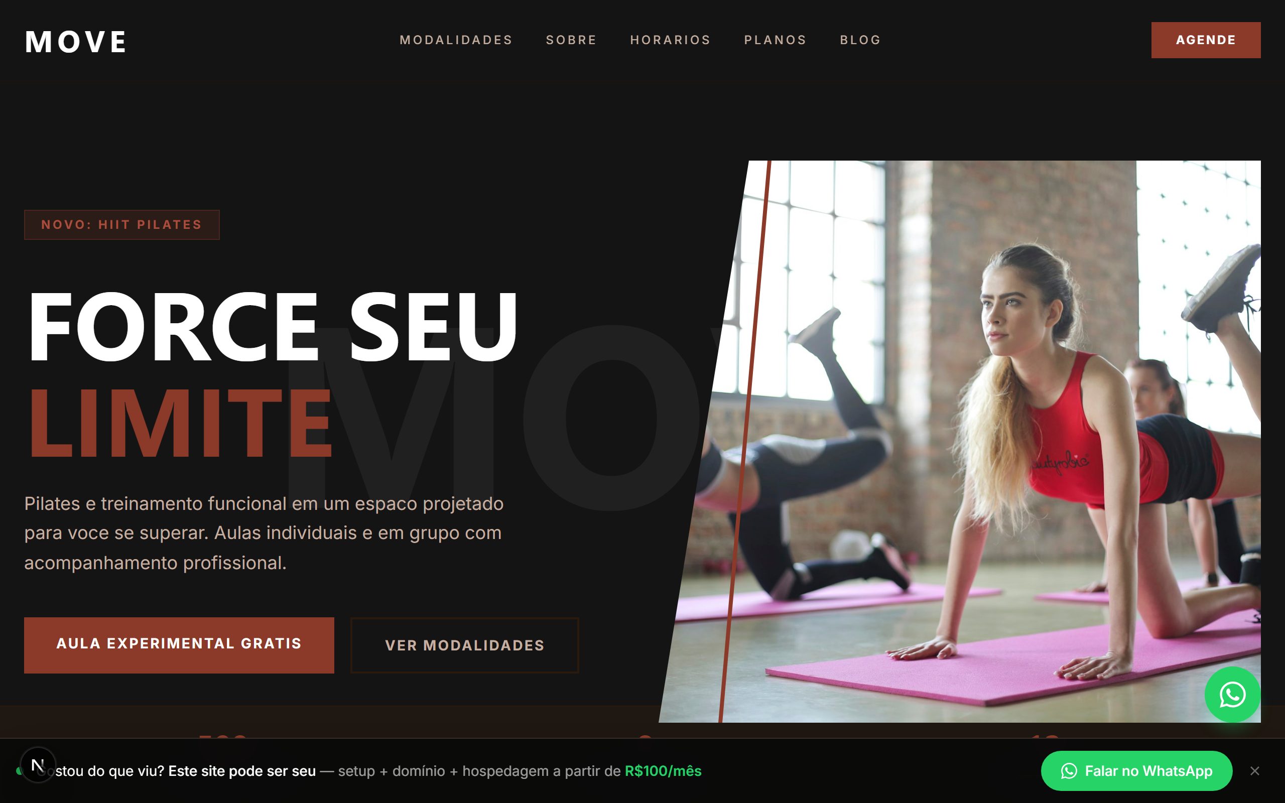 Preview do template Pilates Energético