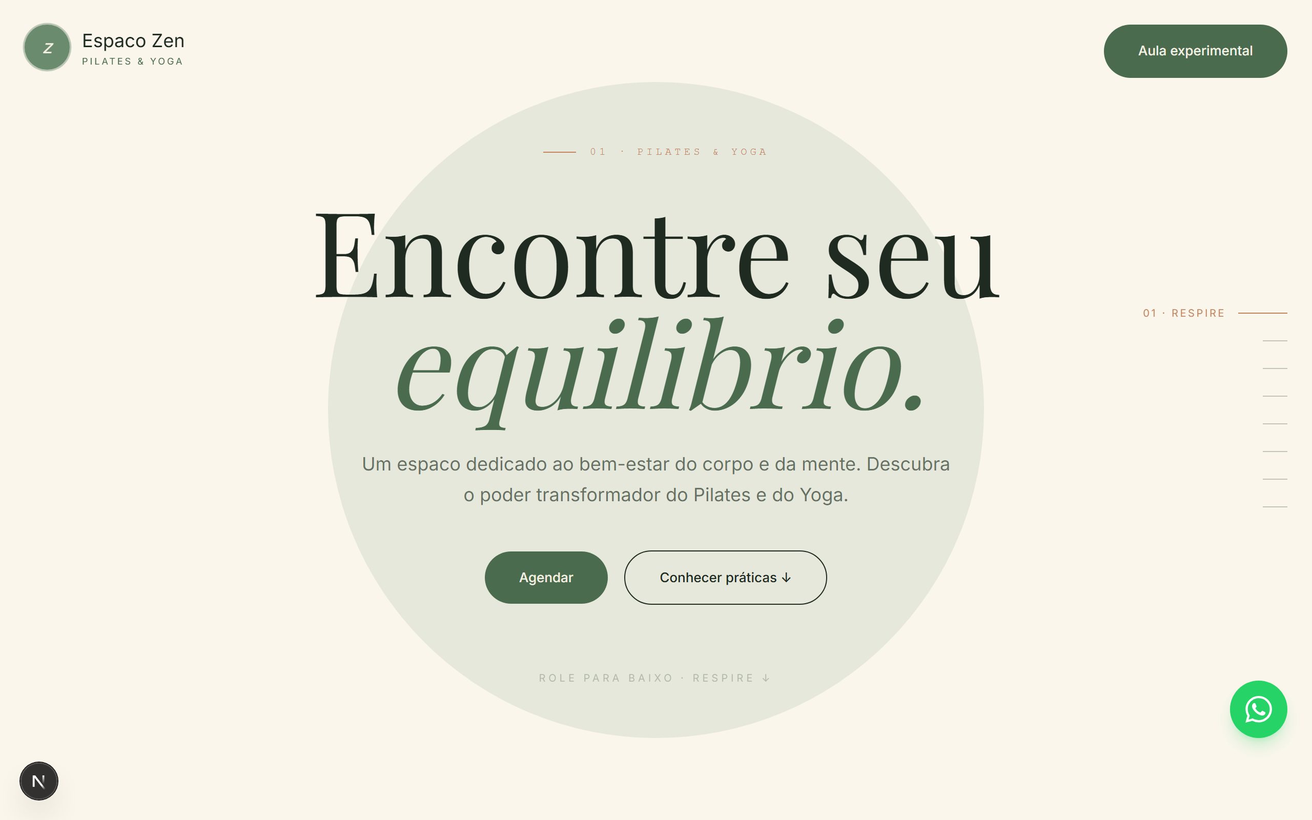Preview do template Pilates Zen