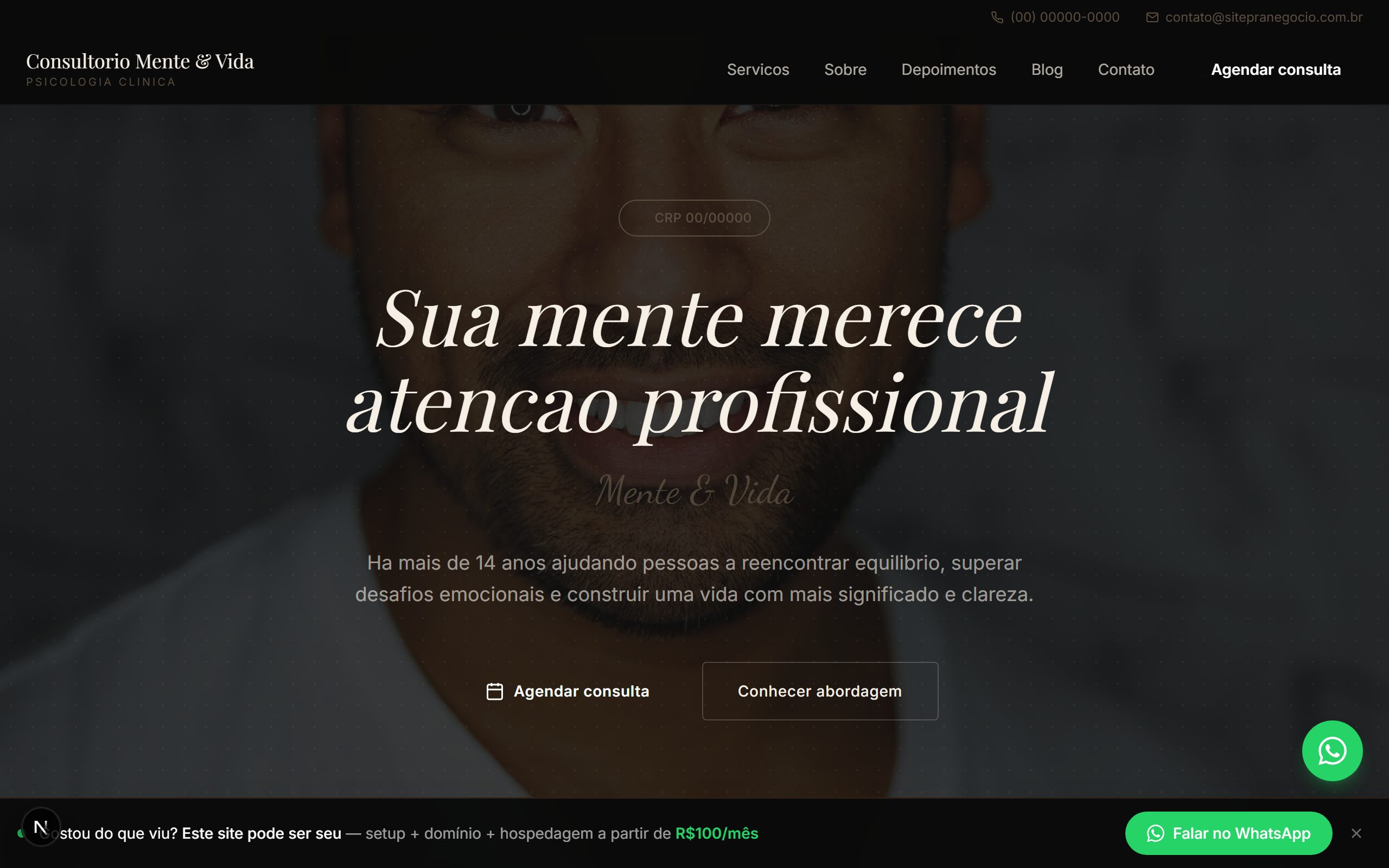 Preview do template Psicólogo Profissional