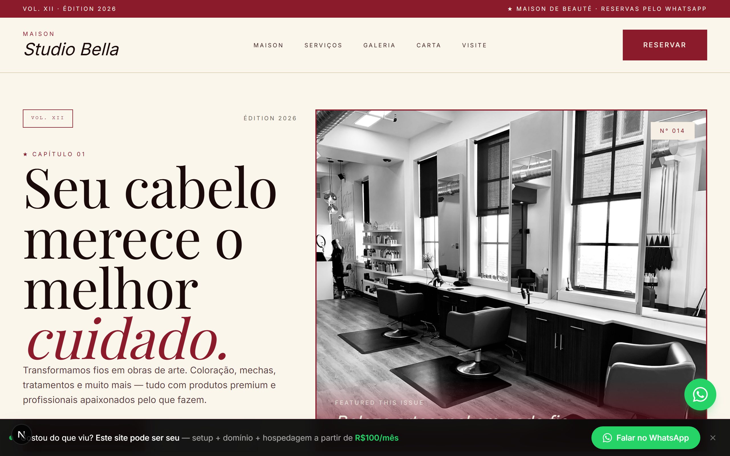 Preview do template Salão Glamour
